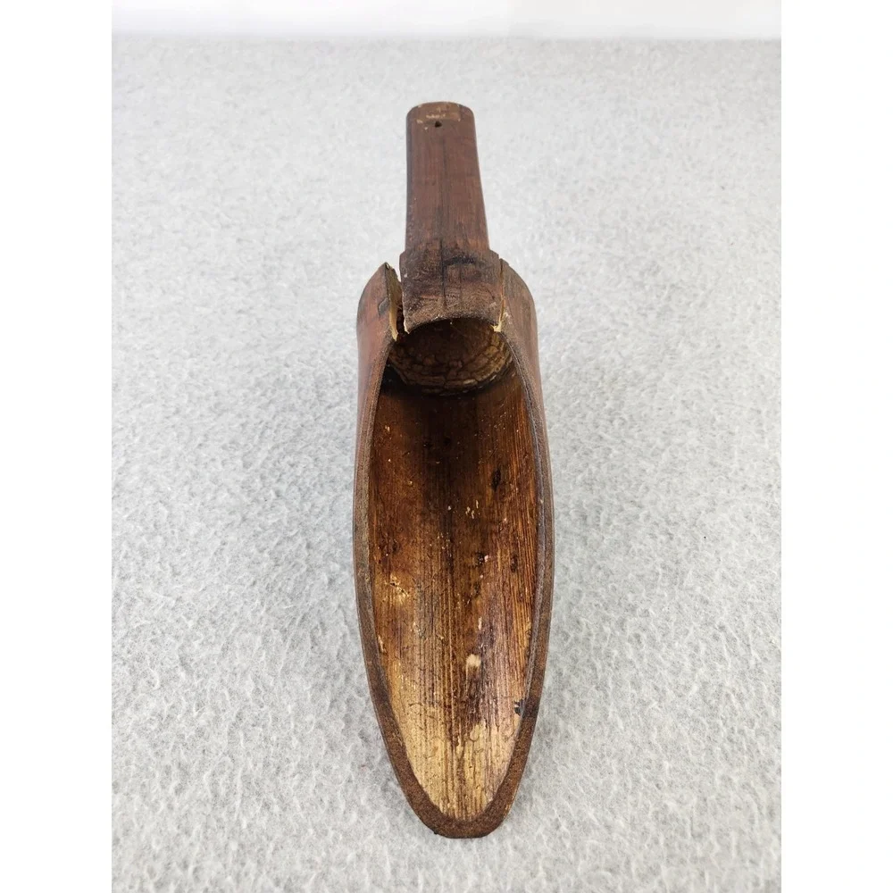 Vtg Primitive Wooden Bamboo? Farm Scoop Spoon Merchant Shovel Rustic * Damaged *